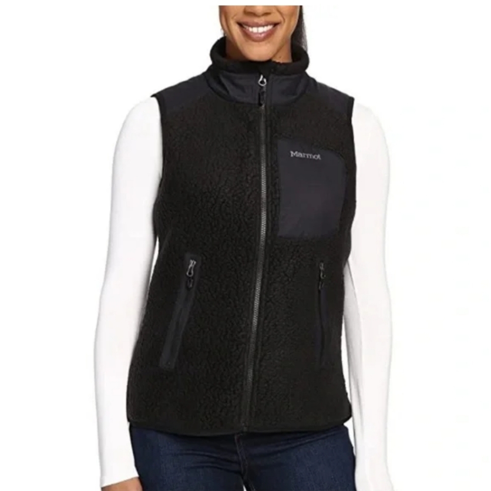 Marmot Wiley Polartec Fleece Boucle Teddy Bear Zipper Vest, Women's Large